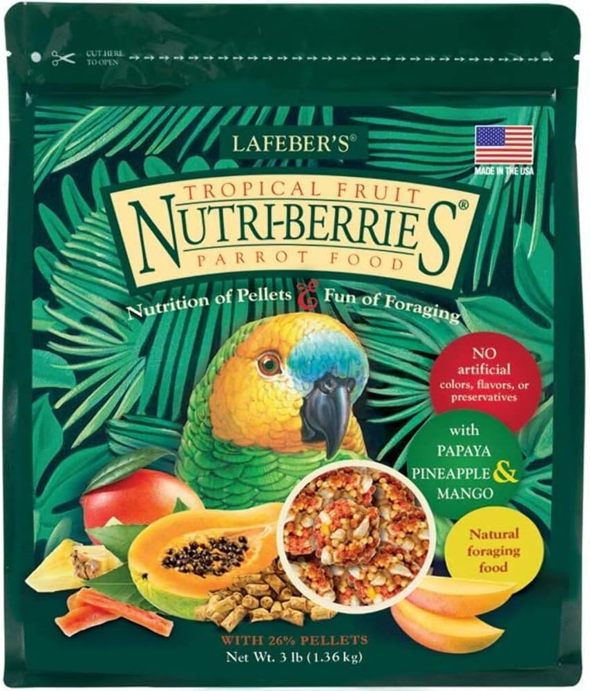 LAFEBER'S Tropical Fruit Nutri-Berries Pet Bird Food, Made with Non-GMO and Human-Grade Ingredients 3 lb