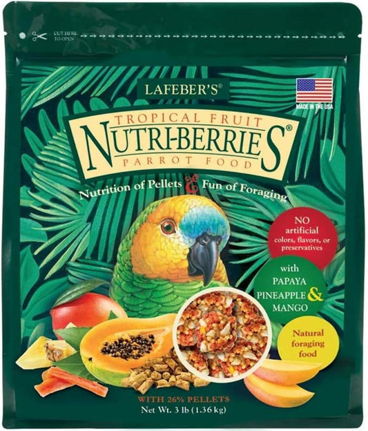 LAFEBER'S Tropical Fruit Nutri-Berries Pet Bird Food, Made with Non-GMO and Human-Grade Ingredients 3 lb