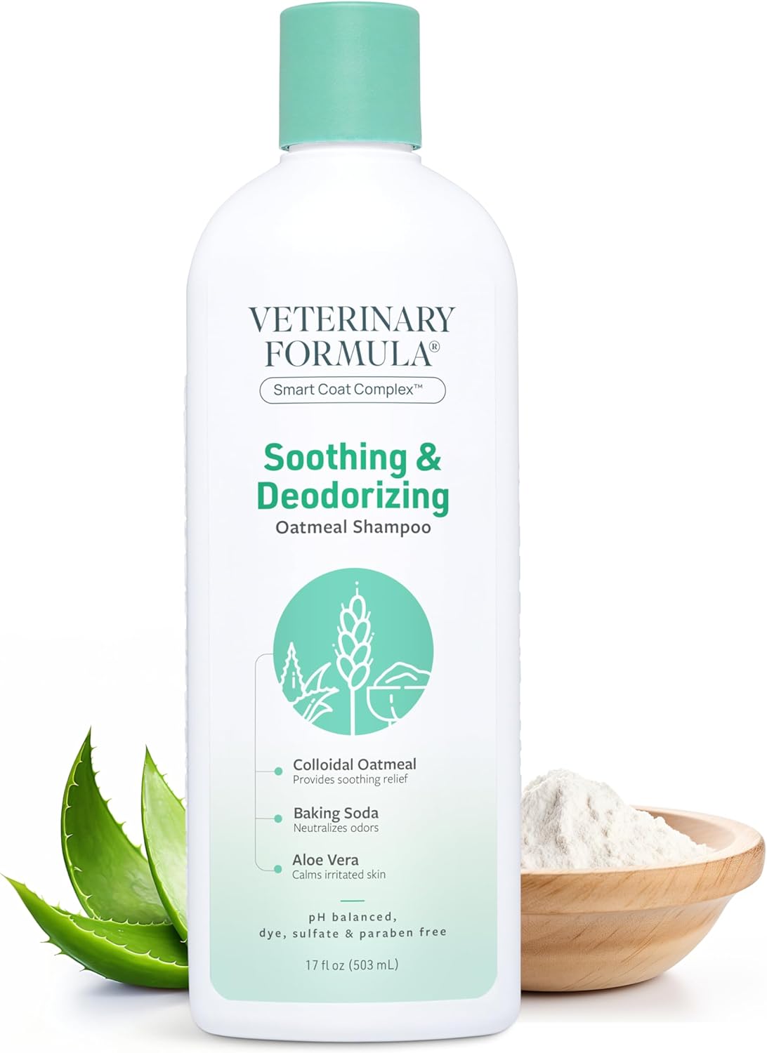 Veterinary Formula Smart Coat Complex Soothing and Deodorizing Oatmeal Shampoo for Dogs – Baking Soda Eliminates Odors, Aloe Vera & Oatmeal Cleanse and Hydrate Skin – Long-Lasting Fragrance