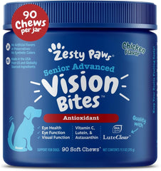 Zesty Paws Eye Supplement for Dogs - Vision Support with Antioxidants & Omega 3 Fatty Acids - 90 Chews