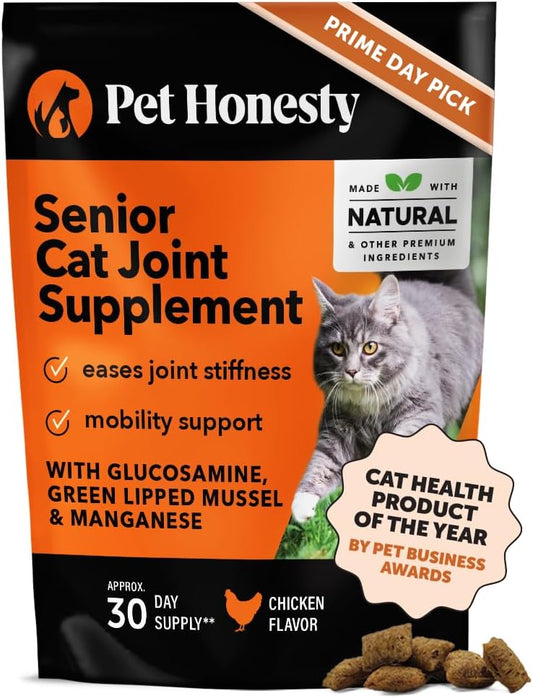 Pet Honesty Cat Hip & Joint Health Crunchy & Creamy Chews - Cat Joint Support Supplement with Glucosamine, Health Supplies & Hip Support for Indoor & Outdoor Cats (Chicken 30-Day Supply)