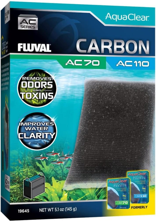 Fluval - Carbon for AC70/AC110 Power Filter, 5.1 oz / 145 g – Improves Fish Health, Promotes Crystal Clear Water, for Use in Freshwater & Saltwater Aquariums