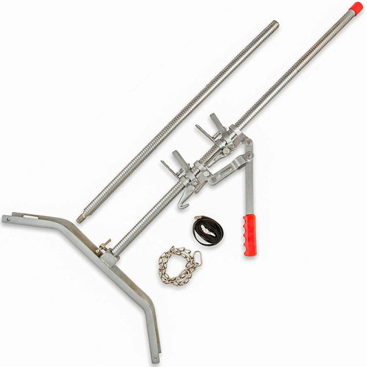 Jeffers Livestock Double Ratchet Calf Puller – Heavy Duty Stainless Steel Puller, Best Tool for Cow Deliveries, with 66" Rod, Ratchet, Extension Rod, Breechen & Strap, Heavy Duty Chains, Vet Tool