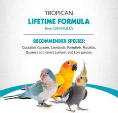 Tropican Bird Food, Hagen Parrot Food with Peanuts & Sunflower Seeds, Maintenance Parrot Granules 2 mm, Lifetime Formula, 1.8 lb Bag