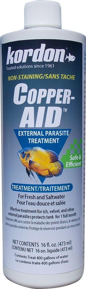 KORDON Copper-AID External Parasite Treatment for Aquarium Fish – Cures Ich, Velvet, and Parasites on Freshwater and Saltwater Fish, 16-Ounces