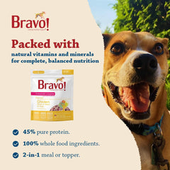 Bravo! Homestyle Complete Freeze Dried Raw Dog Food or Topper, 4 Pounds, Add Water to Rehydrate for up to 18 Pounds of Food, Grain Free, Gluten Free