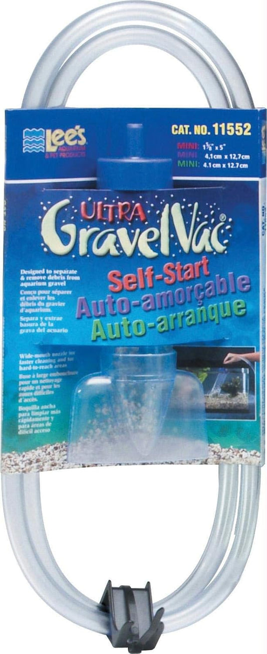 Lee's Aquarium & Pet Products Ultra GravelVac Self-Start Gravel Vacuum Cleaner with Nozzle & Clip 1ea/1 5/8In X 5 in, Mini