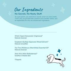 kin+kind Organic Ear Cleaner for Dogs - Made in The USA - Easy to Use & Mess-Free Dog Ear Drops for Wax, Odor, & Itchy Dog Ears w/Witch Hazel, Tea Tree Oil, & Aloe Vera - Ear Wash for Dogs (4 fl oz)