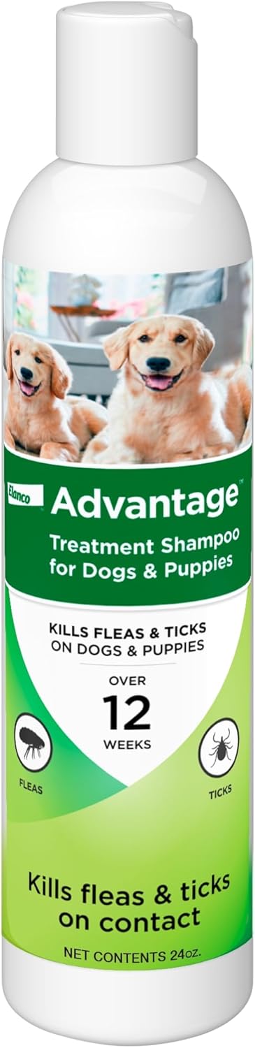 Elanco Advantage Dog Flea & Tick Shampoo for Puppies & Adult Dogs | Kills Fleas & Ticks | 24 oz.