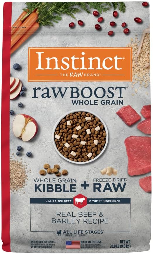 bag instinct dog food Instinct Raw Boost Whole Grain Real Beef & Barley Dry Dog Food, 3.5-lb