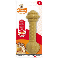 Nylabone Power Chew Extreme Chewing Dura Chew Barbell Dog Chew Toy, Peanut Butter, Large/Extra Large