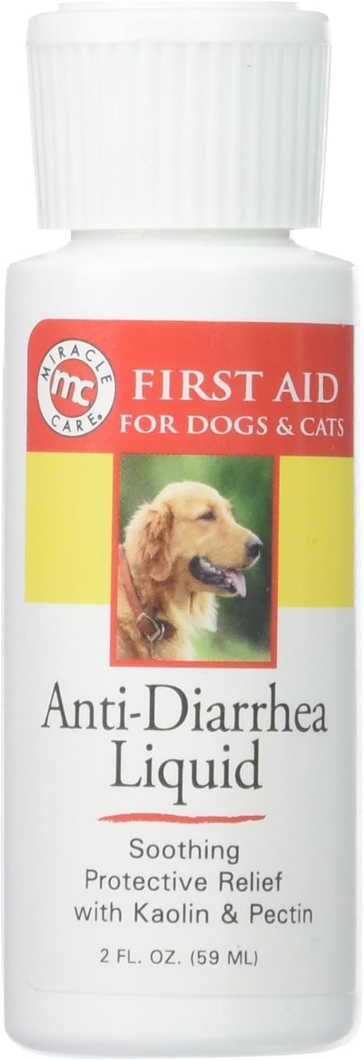 Miracle Care Anti Diarrhea Liquid, Relief for Dogs and Cats, 2 Ounce, Kaolin and Pectin Soothes Upset Stomach