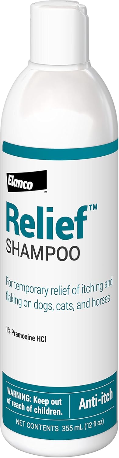 Elanco Relief Shampoo, temporary relief of itching and flaking, moisturizer for dry skin and coat, for dogs, cats and horses,