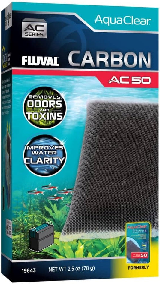 Fluval - Carbon for AC50 Power Filter, 2.5 oz / 70 g – Improves Fish Health, Promotes Ctystal Clear Water, for Use in Freshwater & Saltwater Aquariums