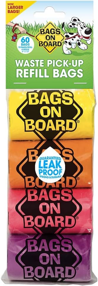 HERO PET Dog Poop Bags | Strong, Leak Proof Dog Waste Bags | 9 x14 Inches, 60 Assorted Color Bags