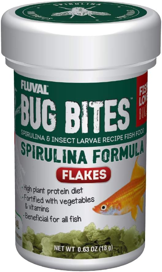 Fluval Bug Bites Fish Food with Spirulina, Flakes for Small to Medium Sized Fish, 0.63 oz.