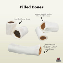 Redbarn Filled Dog Bones, Natural Long-Lasting Dental Treats; Suitable for Aggressive Chewers(Beef)