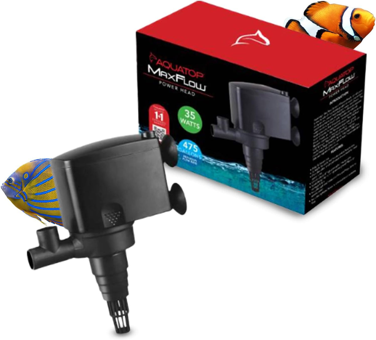 Aquatop MaxFlow Submersible Aquarium Power Head - Ideal for Freshwater and Saltwater Environments - High-Impact ABS for Durability