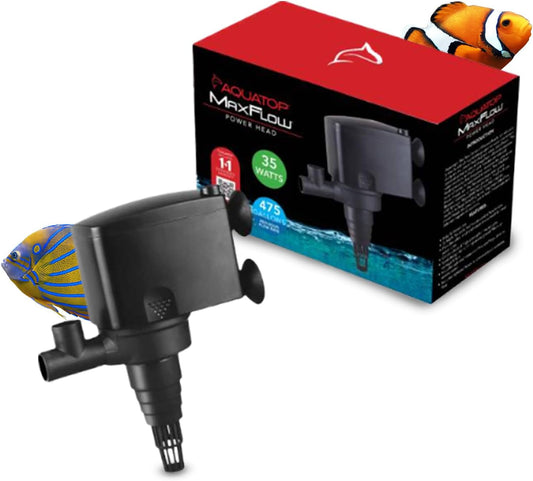 Aquatop MaxFlow Submersible Aquarium Power Head - Ideal for Freshwater and Saltwater Environments - High-Impact ABS for Durability
