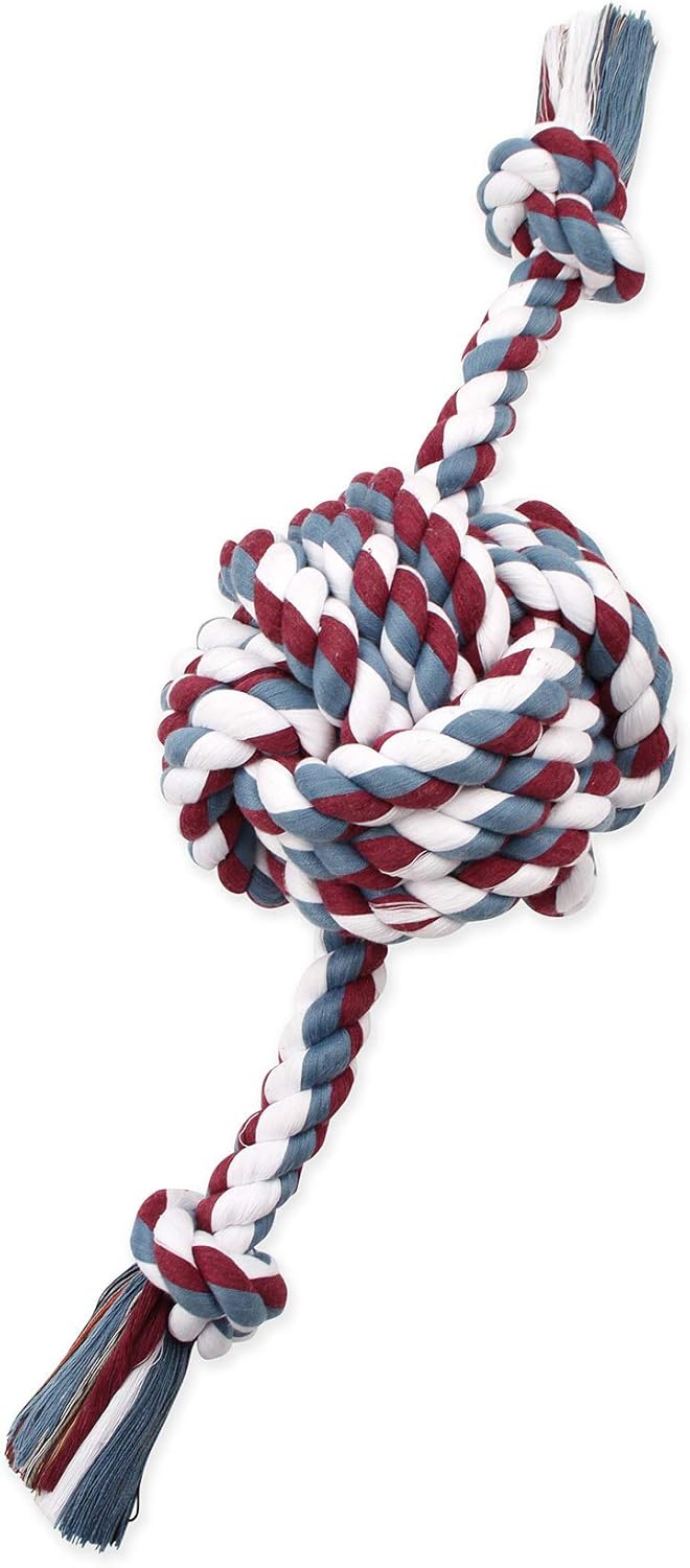 Mammoth Pet Products Flossy Chews Color Monkey Fist Ball with Rope Ends, Large, 18-Inch, multi
