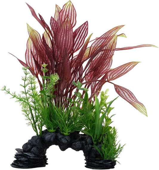 Fluval Aqualife Red Lace Plant Mix, Plastic Aquarium Plant Decoration
