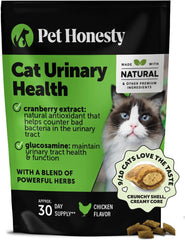 Cat Urinary Tract Health Crunchy & Creamy Chews - Promotes Healthy Digestion & Normal Bladder Function with Cranberry, Antioxidants, & Probiotics - Kidney + Bladder Support Supplement (30 Day Supply)
