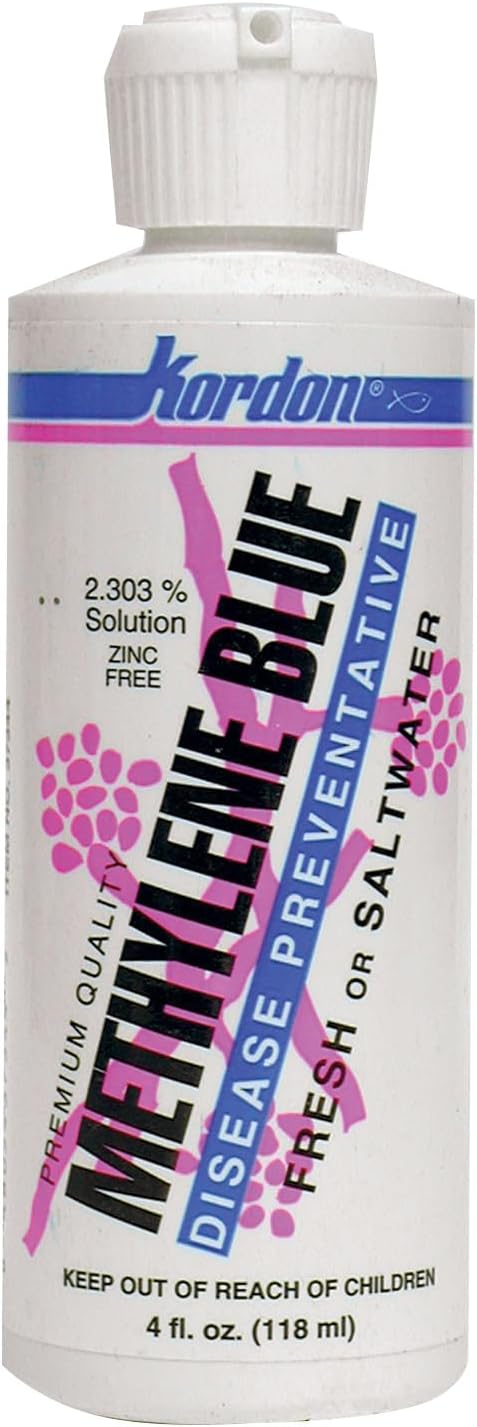 Kordon Methylene Blue Disease Preventative – Safe for Freshwater & Saltwater Aquariums, Prevents Fungal Infections & Treats Parasites, Reduces Fish Stress, 4-Ounces