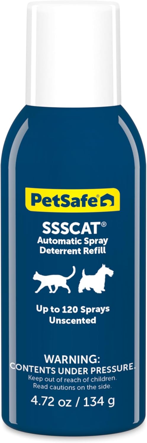 PetSafe SSSCAT Automatic Spray Pet Deterrent - Contactless Behavior Correction - Motion Sensor Air Burst - Odorless - Non-Staining - Versatile Placement Spray - Refill Can