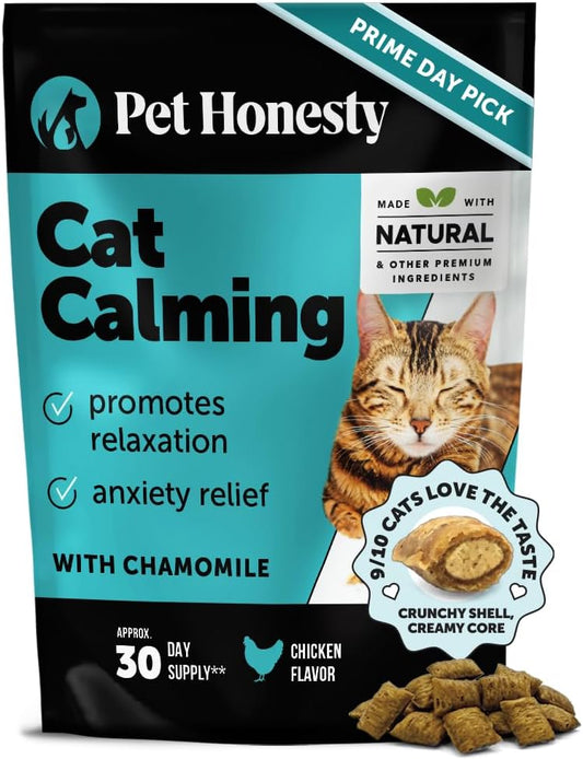 Calming Chews for Cats - Cat Anxiety Relief + Helps Reduce Stress - Behavioral Support & Promotes Relaxation for Travel, Boarding, Vet Visits, Separation Anxiety - Chicken (30-Day Supply)