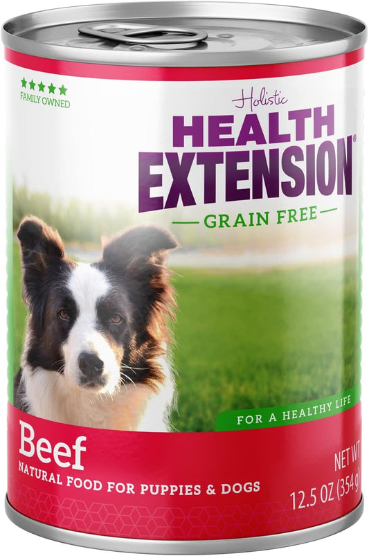 Health Extension Beef Entrée Wet Dog Food Grain-Free, 12.5 oz – Protein-Rich Recipe, Hydration Support, Ideal for Sensitive Stomachs (Case of 12 Cans)