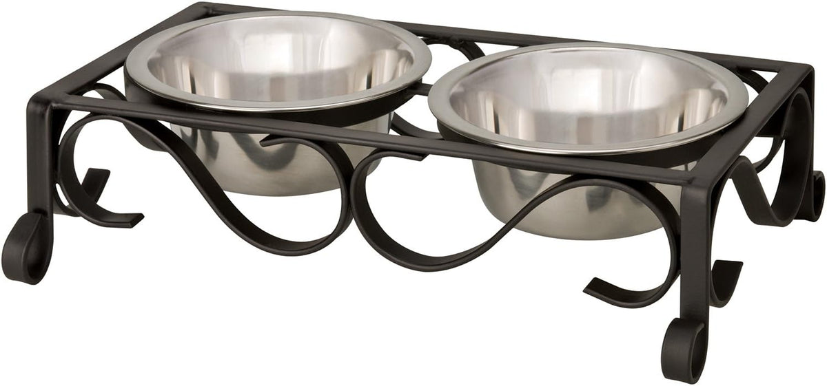 Loving Pets Black Label Collection Layton Diner for Dogs, 2-Quart, Matte Black