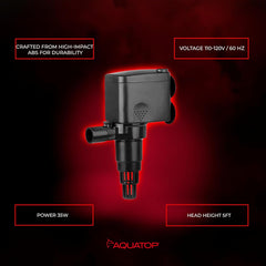 Aquatop MaxFlow Submersible Aquarium Power Head - Ideal for Freshwater and Saltwater Environments - High-Impact ABS for Durability