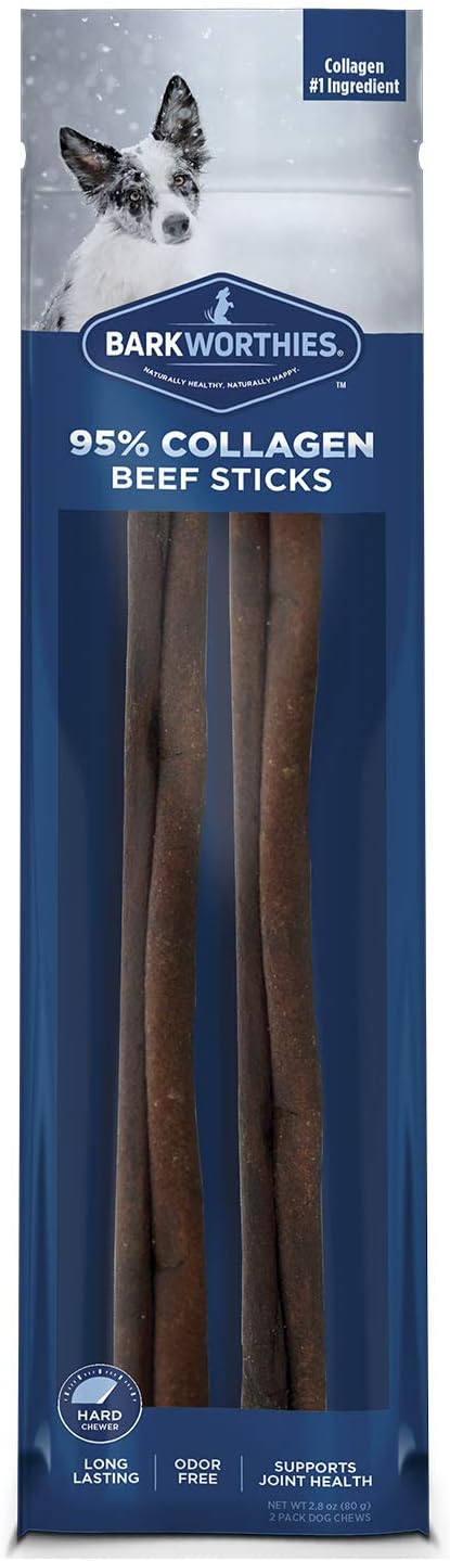 Barkworthies Beef Collagen Daily Boost Sticks - Supports Wellness, Protein-Focused