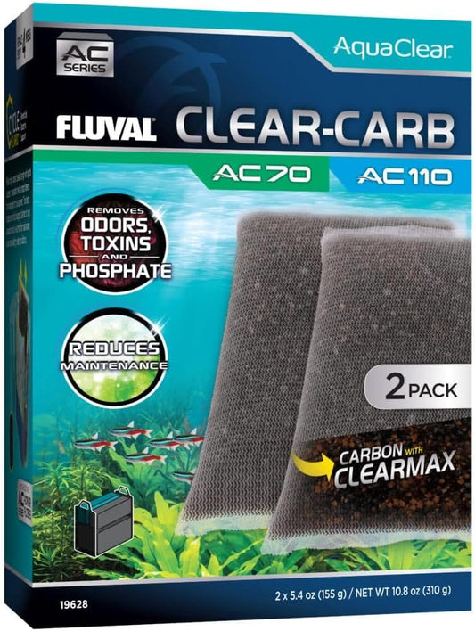 Fluval - Clear-Carb for AC70/AC110 Power Filter, 10.8 oz / 310 g, 2-Pack – Improves Fish Health, for Use in Freshwater & Saltwater Aquariums