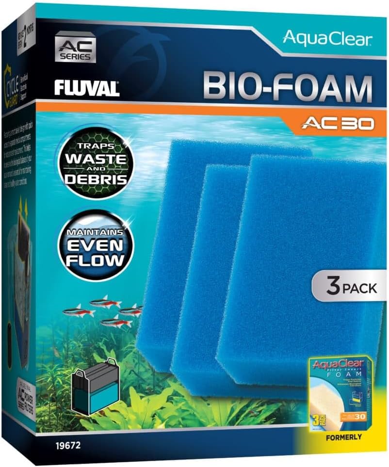 Fluval - Bio-Foam for AC30 Power Filter, 3-Pack – for Use in Freshwater & Saltwater Aquariums