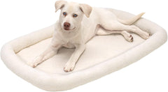 Furhaven Dog Bed for Large/Medium Dogs, 100% Washable, Sized to Fit Crates - Sherpa Fleece Bolster Crate Pad - Cream