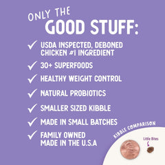 Health Extension Little Bites Lite Chicken & Brown Rice Dry Dog Food (15 lb / 6.8 kg) - Natural Formula with Probiotics & Superfoods for Overweight Adult Dogs