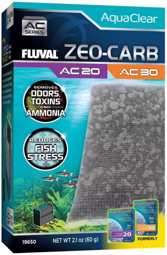 Fluval - Zeo-Carb for AC20/AC30 Power Filter, 2.1 oz / 60 g – Promotes Clear Water, Improves Fish Health, for Use in Freshwater & Saltwater Aquariums
