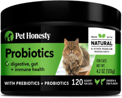 Pet Honesty Digestive Probiotic Powder Supplement for Cats - Digestive Support + Gut Health, Probiotic for Cats, Cat Constipation Relief, Bowel Support, Immunity & Overall Health - 120 Scoops