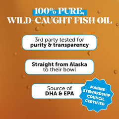 Pet Honesty Omega 3 Fish Oil for Cats & Dogs (16oz), Wild Caught Omega 3 Fish Oil for Dogs Skin and Coat Supplement, Supports Shedding, Skin & Coat, Immunity, Joint, Brain & Heart, EPA + DHA