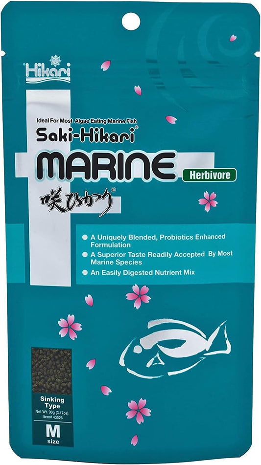Hikari Medium Marine Herbivore Probiotic Enhanced Sinking Pellets, 3.17 Ounces Each