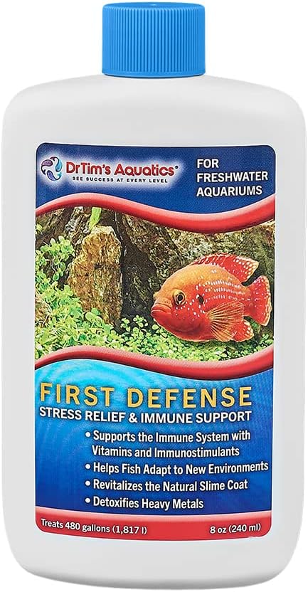 DrTim’s Aquatics First Defense for Freshwater Aquariums – Stress Relief & Immune System Support with Vitamins & Immunostimulants for Fish Tanks 8oz.