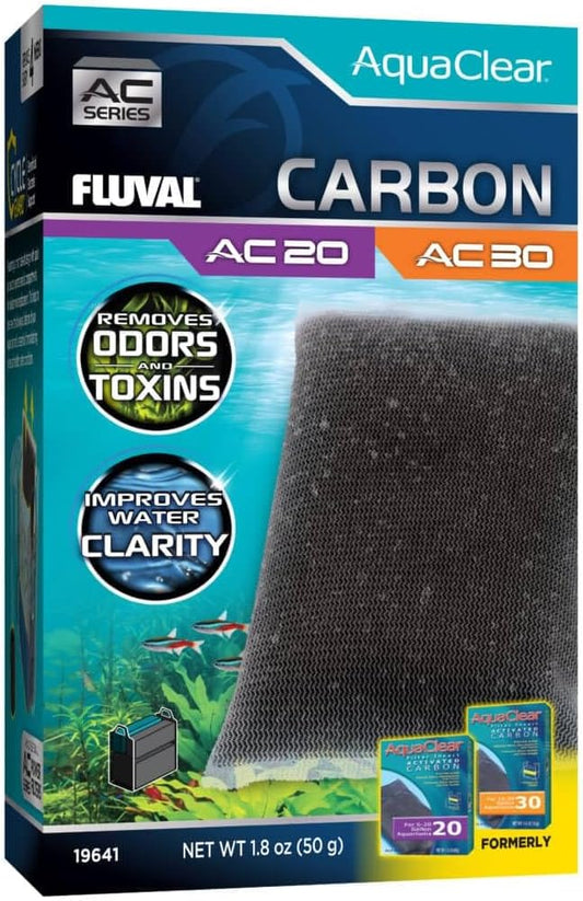 Fluval - Carbon for AC20/AC30 Power Filter, 1.8 oz / 50 g – Improves Fish Health, Promotes Crystal Clear Water, for Use in Freshwater & Saltwater Aquariums