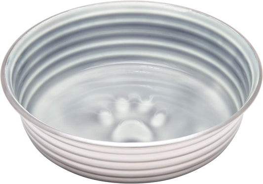 Loving Pets - Le BOL Dog Food Water Bowl Enamel Ceramic Bowl No Tip Stainless Steel Pet Bowl No Skid Spill Proof (Parisian Gray)