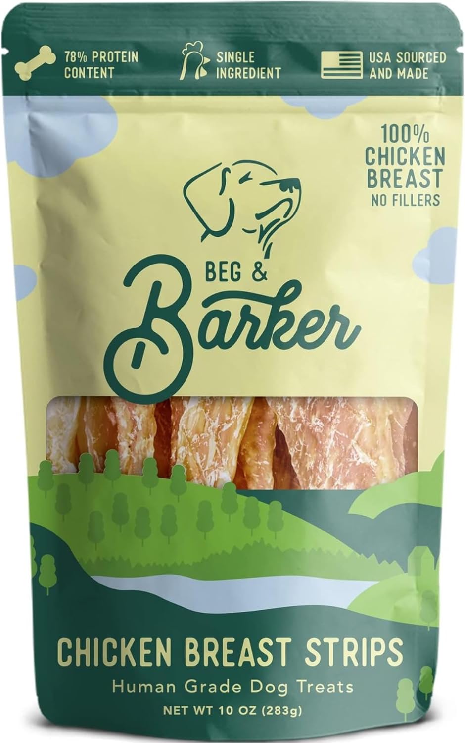 Beg & Barker Chicken Jerky for Dogs - Dog Training Treats - Natural Dog Treats Made in The USA - Grain Free, Diabetic-Friendly, High Protein, Sugar-Free