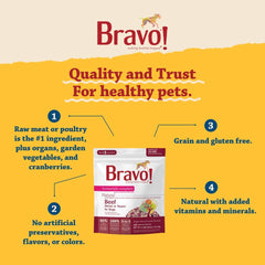 Bravo! Homestyle Complete Freeze Dried Raw Dog Food or Topper, 2 Pounds, Add Water to Rehydrate for up to 9 Pounds of Food, Grain Free, Gluten Free