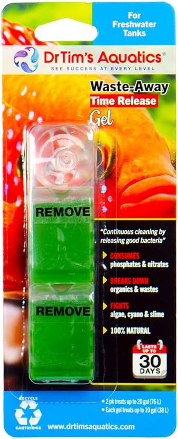 DrTim's Aquatics Freshwater Waste-Away Time Release Gel - Natural Fish Tank & Aquarium Leave-in Waste Management Solution for Dissolving Cleaning Organic Sludge