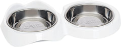 Catit PIXI Double Feeding Dish, Whisker Stress Free Food & Water Cat Bowl,White