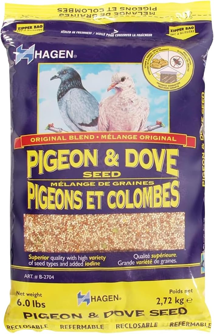 Hagen Pigeon & Dove Seed, Original Formula Bird Food, 6 lb Bag – Nutritionally Complete Seed Mix with Vitamins & Minerals – Wild & Captive Bird Diet – Insect-Resistant Air-Tight Packaging