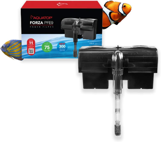 Aquatop Forza Power Filter Surface Skimmer for Aquariums - Adjustable Flow Rate - 40-80 Gallon - Includes Mechanical, Bio-Chemical Filtration